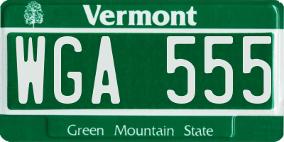 VT license plate WGA555
