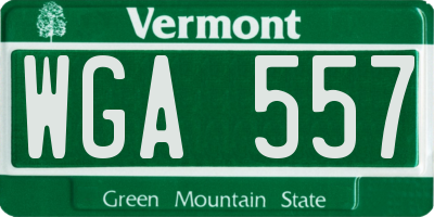 VT license plate WGA557