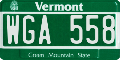 VT license plate WGA558