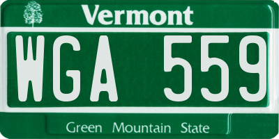 VT license plate WGA559