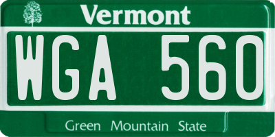 VT license plate WGA560