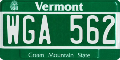 VT license plate WGA562