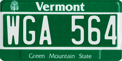 VT license plate WGA564