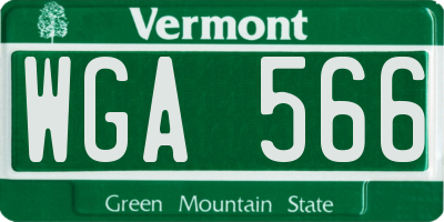 VT license plate WGA566