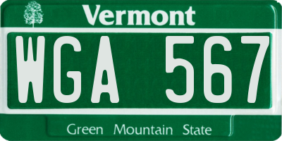 VT license plate WGA567
