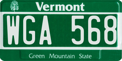 VT license plate WGA568