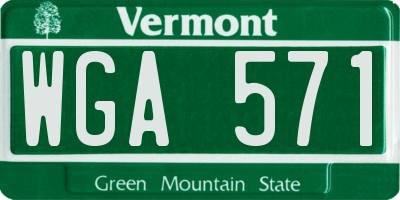 VT license plate WGA571