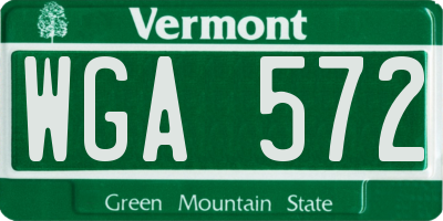 VT license plate WGA572