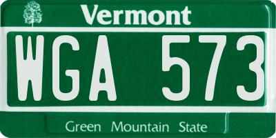 VT license plate WGA573