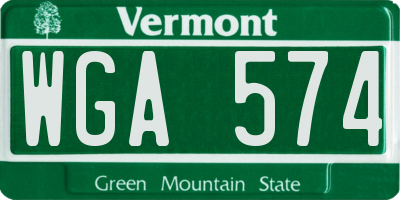 VT license plate WGA574