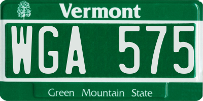 VT license plate WGA575