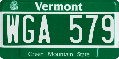VT license plate WGA579