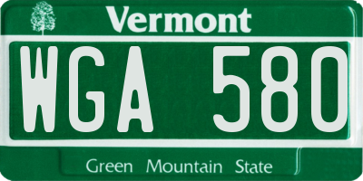 VT license plate WGA580