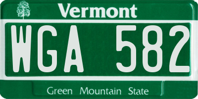 VT license plate WGA582