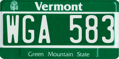 VT license plate WGA583