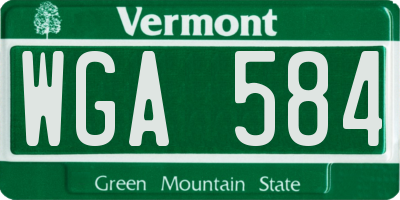 VT license plate WGA584