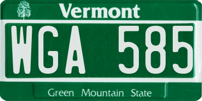 VT license plate WGA585