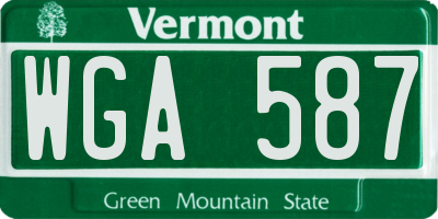 VT license plate WGA587