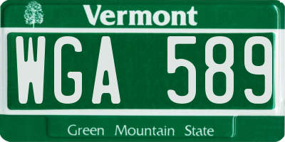 VT license plate WGA589