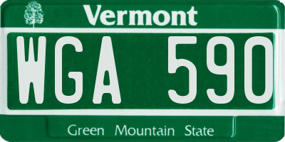 VT license plate WGA590