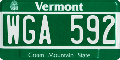 VT license plate WGA592