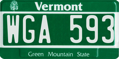 VT license plate WGA593