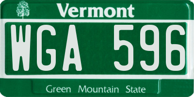 VT license plate WGA596