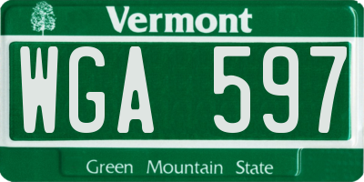VT license plate WGA597