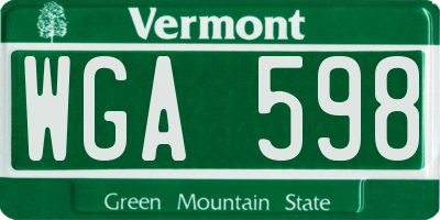 VT license plate WGA598