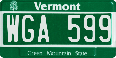 VT license plate WGA599