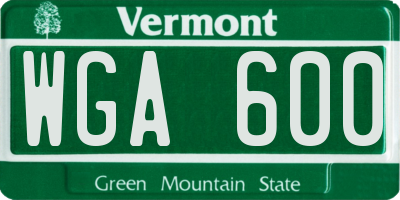 VT license plate WGA600