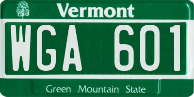 VT license plate WGA601