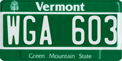 VT license plate WGA603