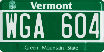 VT license plate WGA604