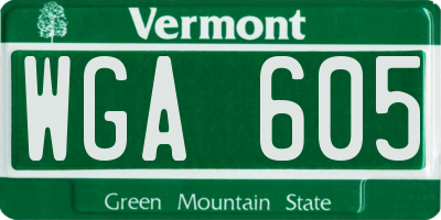 VT license plate WGA605