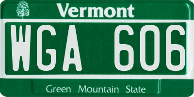 VT license plate WGA606