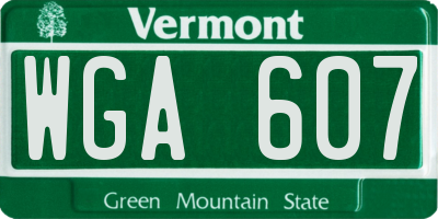 VT license plate WGA607