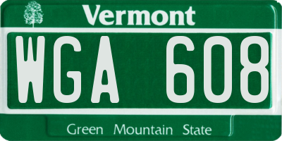 VT license plate WGA608