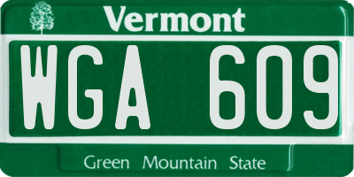 VT license plate WGA609