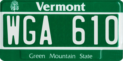 VT license plate WGA610