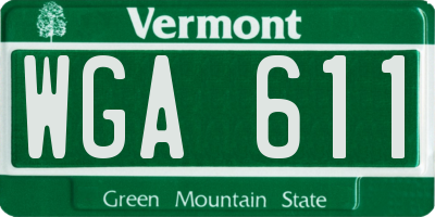 VT license plate WGA611