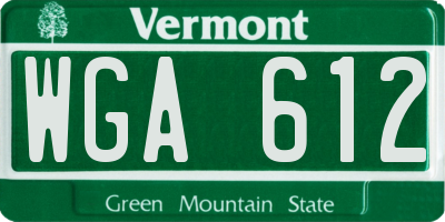 VT license plate WGA612