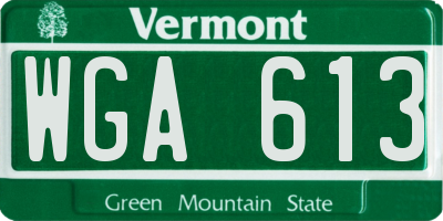 VT license plate WGA613