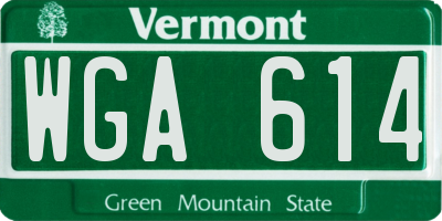 VT license plate WGA614