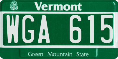 VT license plate WGA615