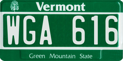 VT license plate WGA616