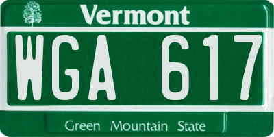 VT license plate WGA617