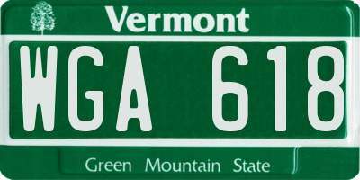 VT license plate WGA618