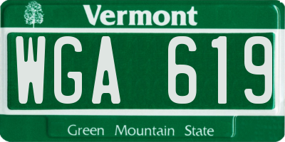 VT license plate WGA619