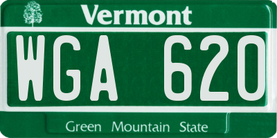 VT license plate WGA620